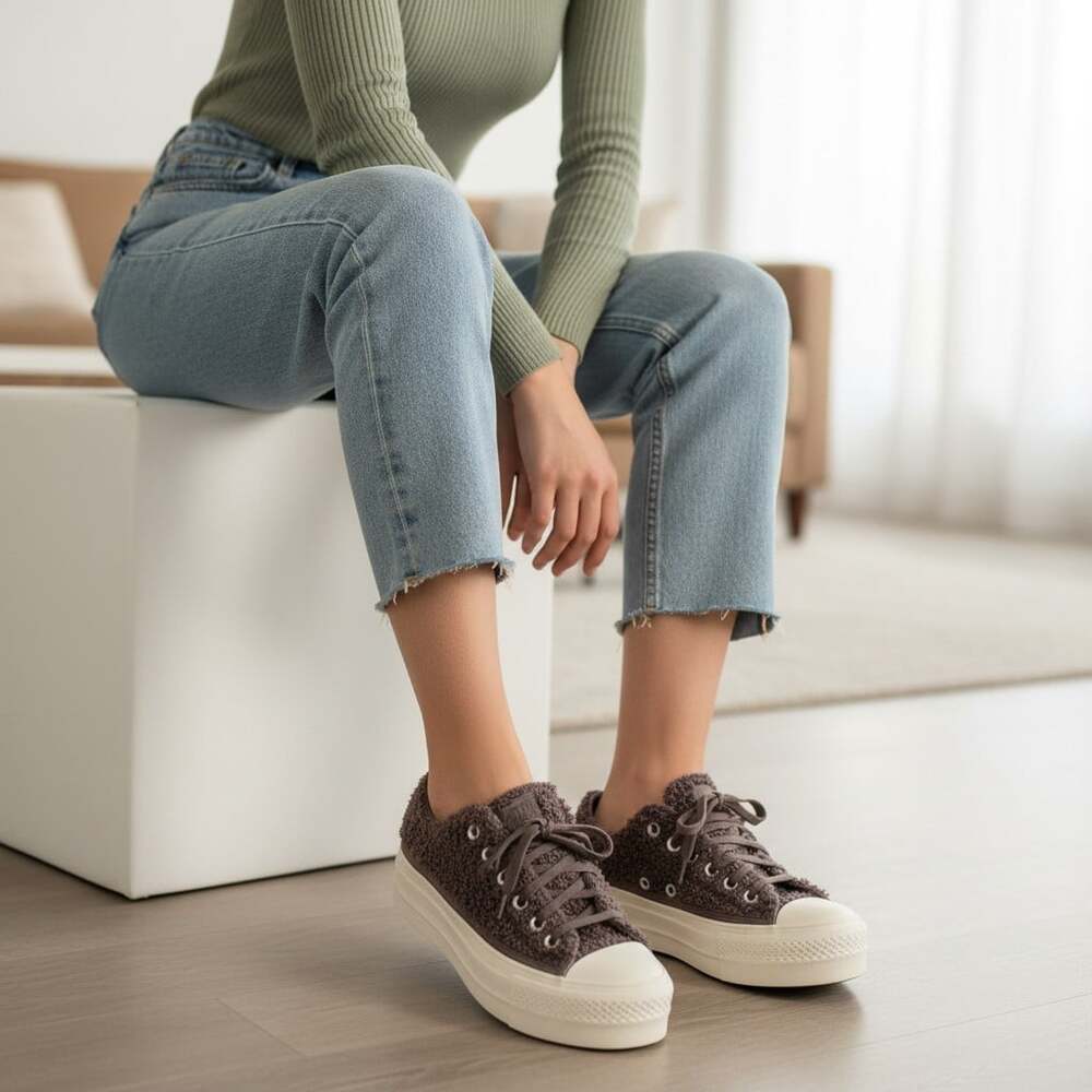 Converse Chuck Taylor All Star Platform Low Cozy Sherpa Violet Ore Women's 7.5